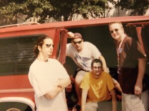 Grant on tour with Asbestos in late 90s
